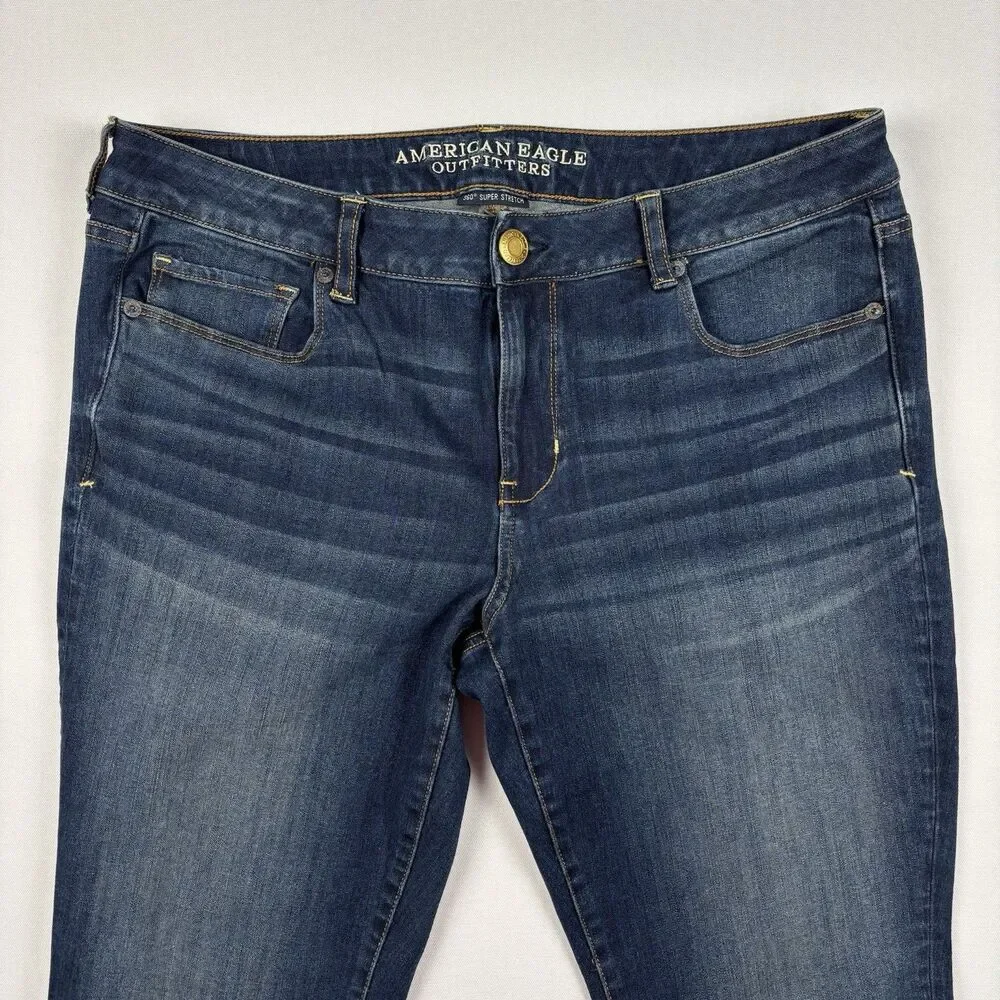 American Eagle Jeans Skinny Kick Boot Cut 360 Super Stretch Womens Size 16 Blue